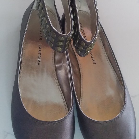 Chinese Laundry Ballet Flats with Ankle Strap in Bronze, Size 9 - Picture 2 of 2